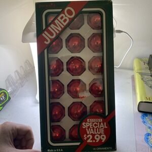 Vintage Rauch Pyramid 1992 Jumbo Pack 18 Red Glass Ornaments 611251